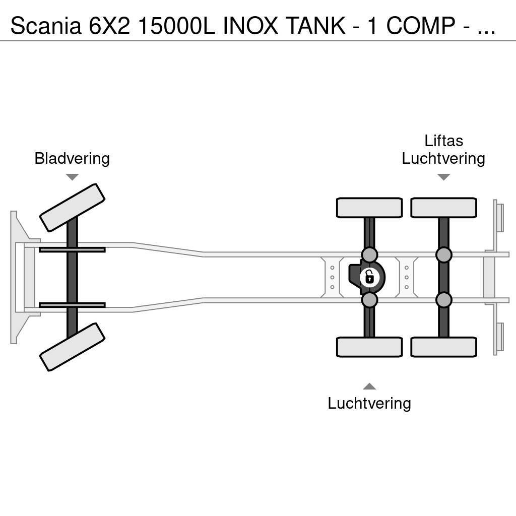 Scania 6X2 15000L INOX TANK - 1 COMP - RETARDER Tsisternveokid