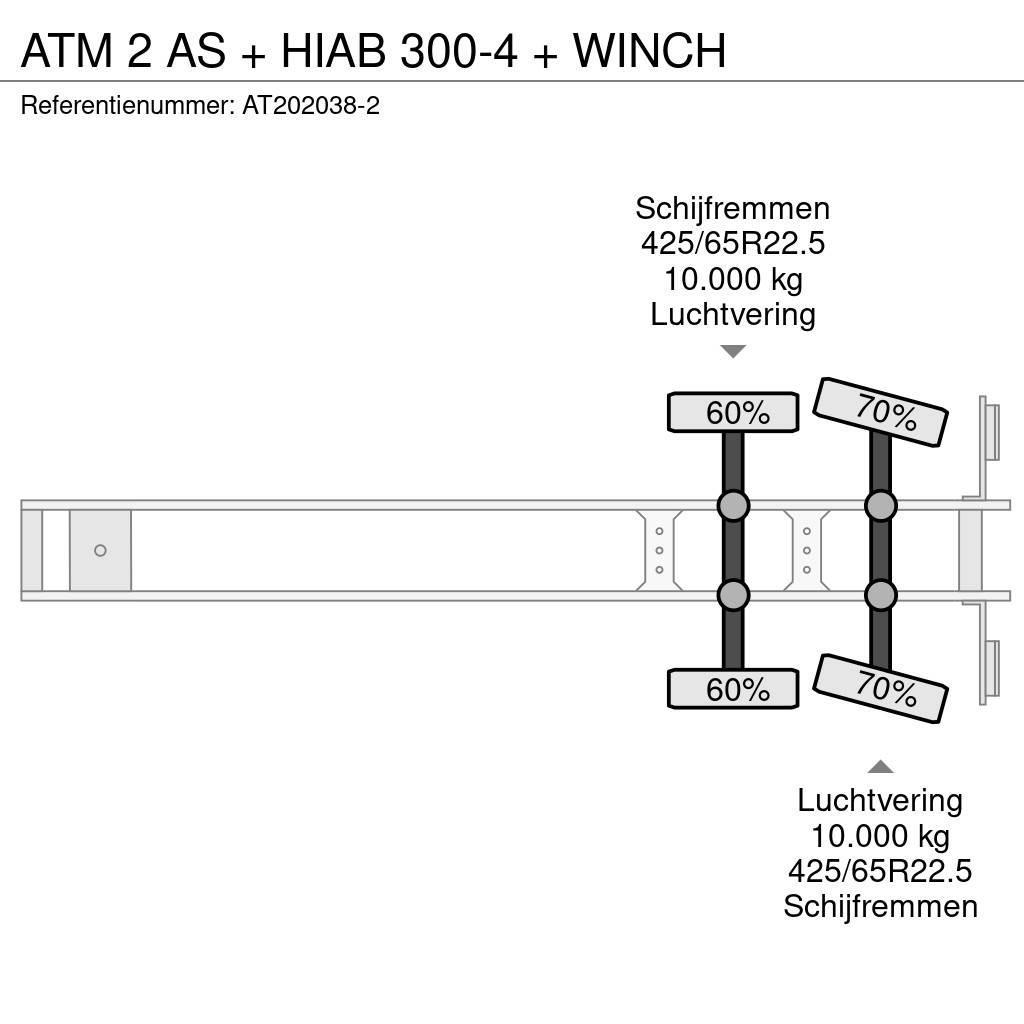 ATM 2 AS + HIAB 300-4 + WINCH Flatbed/Dropside semi-trailers