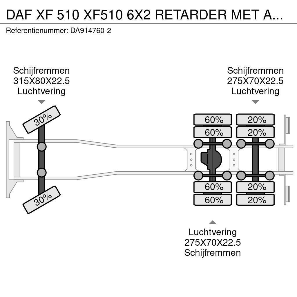 DAF XF 510 XF510 6X2 RETARDER MET AANHANGER Box body trucks