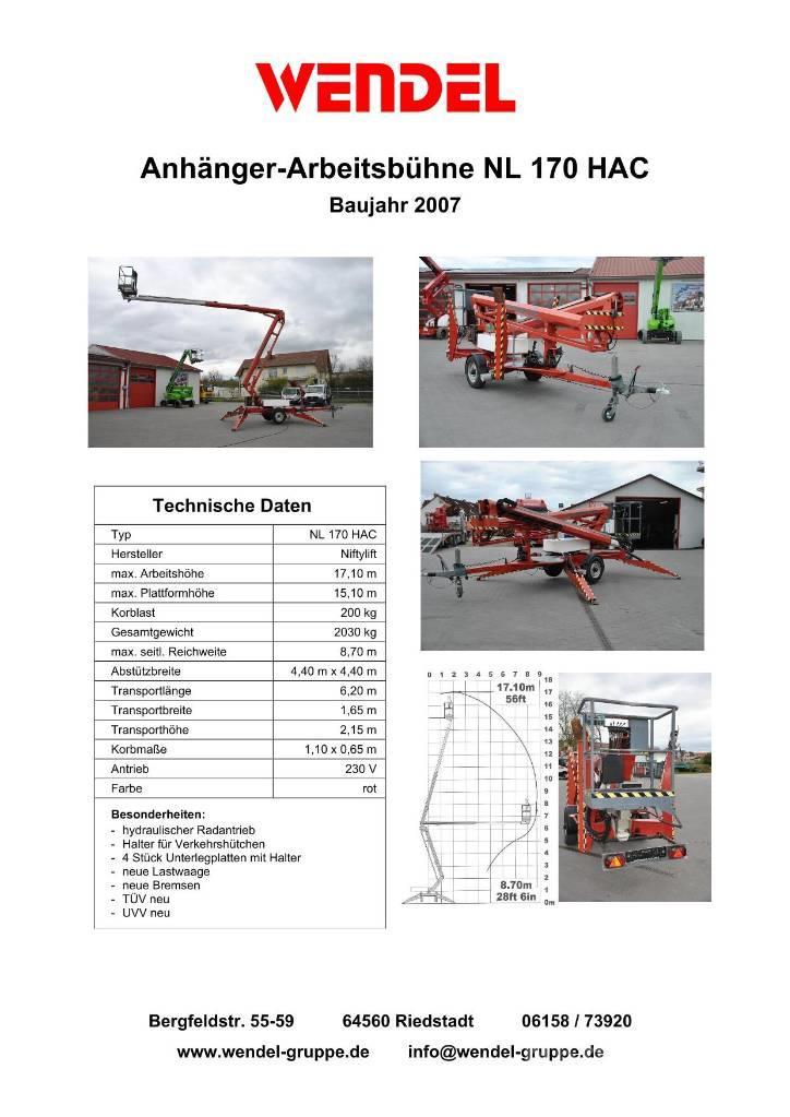 Niftylift NL 170 HAC Trailer mounted aerial platforms
