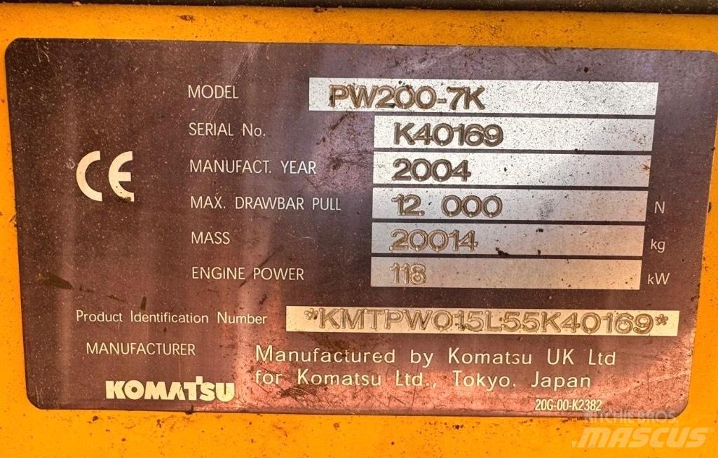 Komatsu PW 200-7K Ratasekskavaatorid