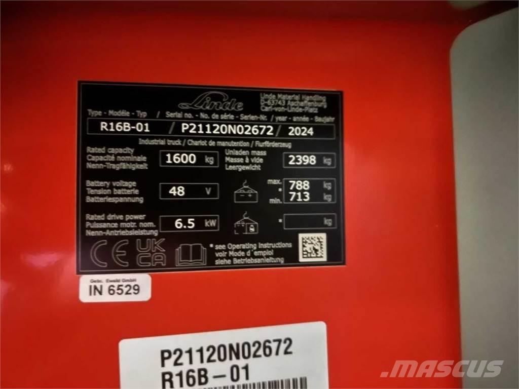 Linde R16B Lükandmastiga tõstukid