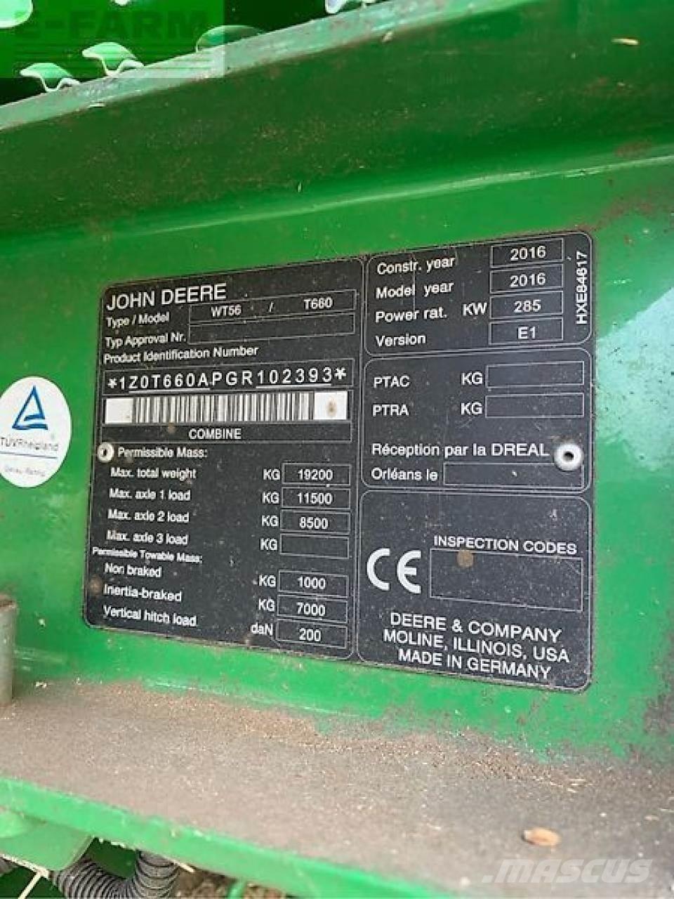 John Deere t660 Teraviljakombainid