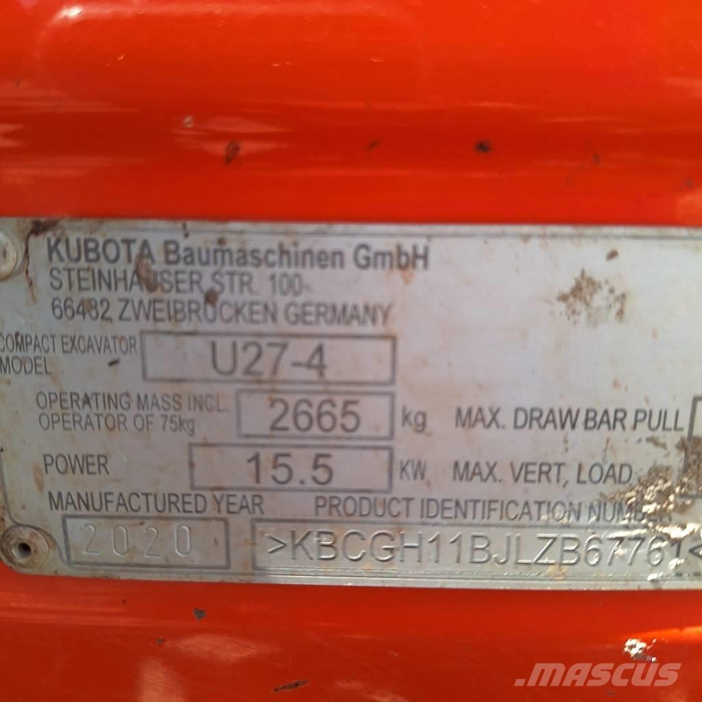 Kubota U 27-4 Miniekskavaatorid < 7 t