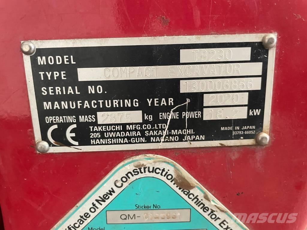 Takeuchi TB 230 Miniekskavaatorid < 7 t