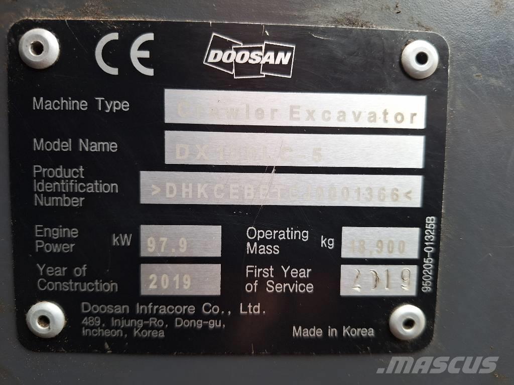 Doosan DX 180 -5 Roomikekskavaatorid