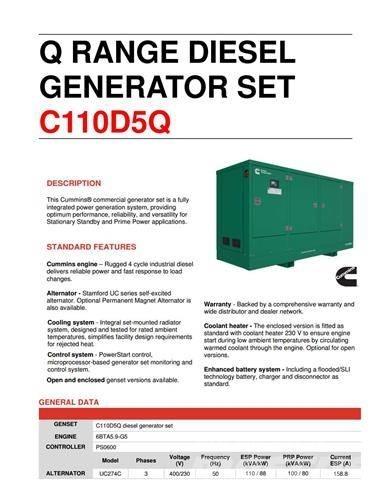Cummins C110D5Q Diiselgeneraatorid