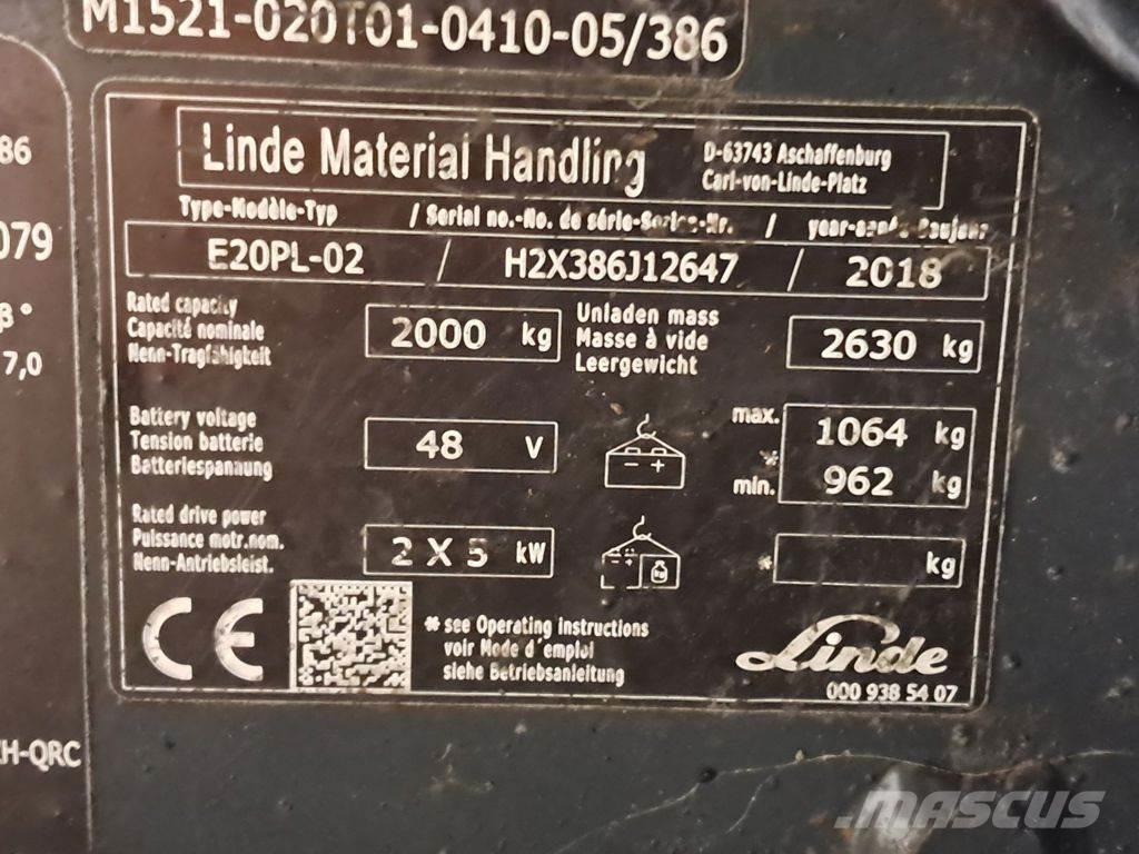 Linde E20PL-02 Elektritõstukid