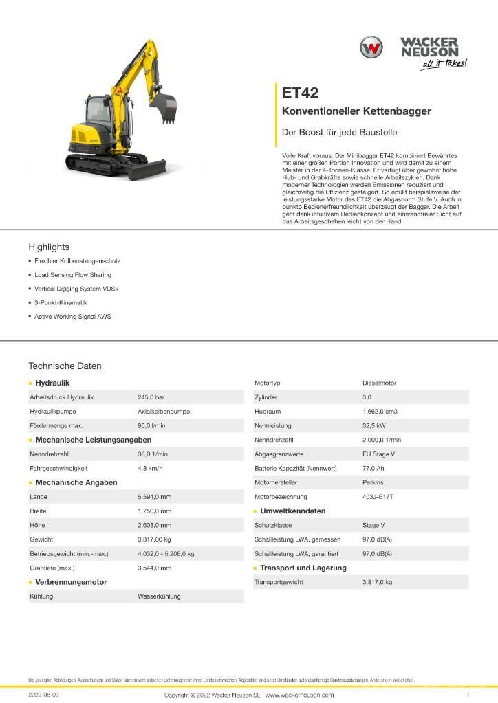 Wacker Neuson ET 42 Roomikekskavaatorid