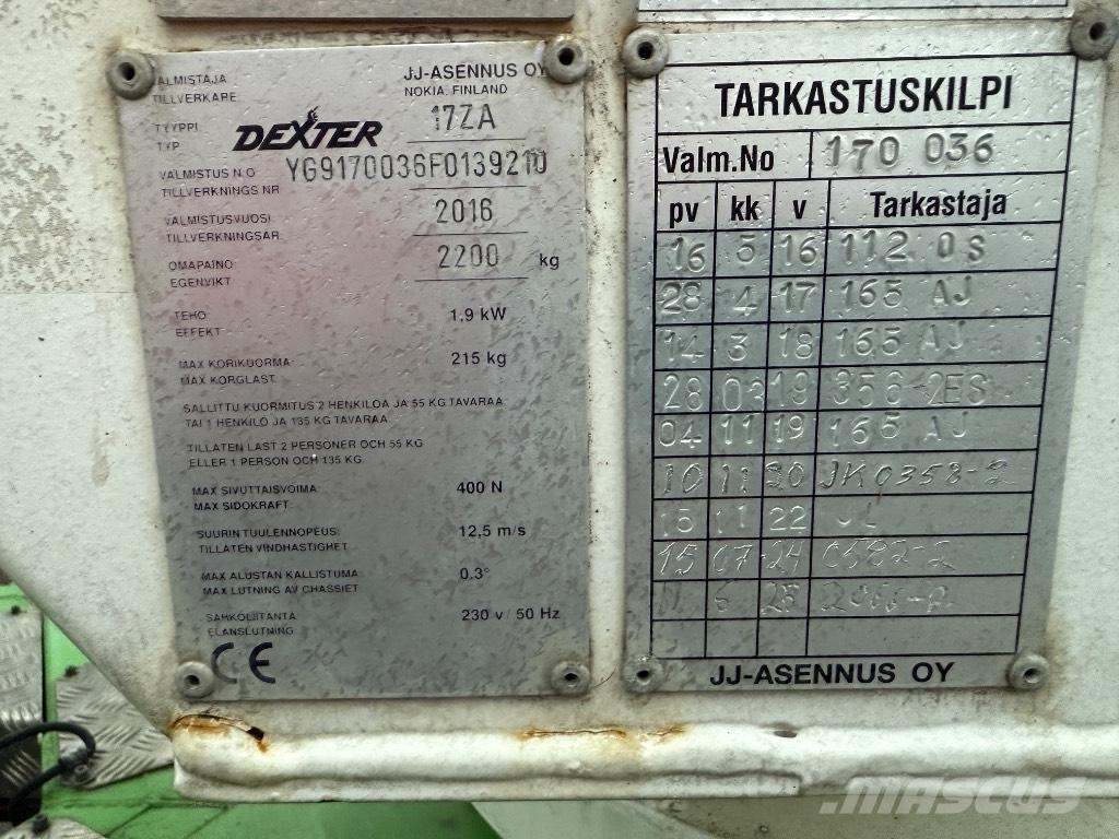 Dexter 17ZA Järelveetavad korvtõstukid