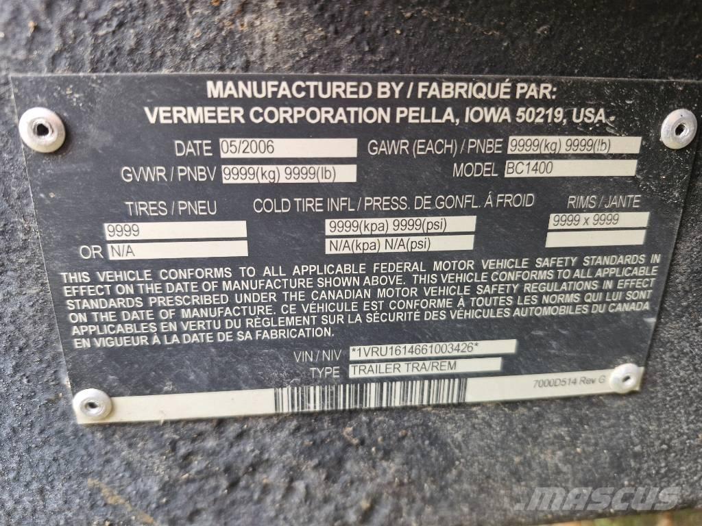 Vermeer BC1400 Puiduhakkurid