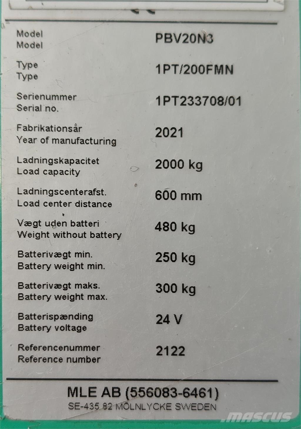 Mitsubishi PBV20N3 Platvormveok