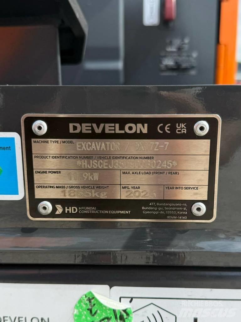 Develon DX 17 Z-7 Miniekskavaatorid < 7 t