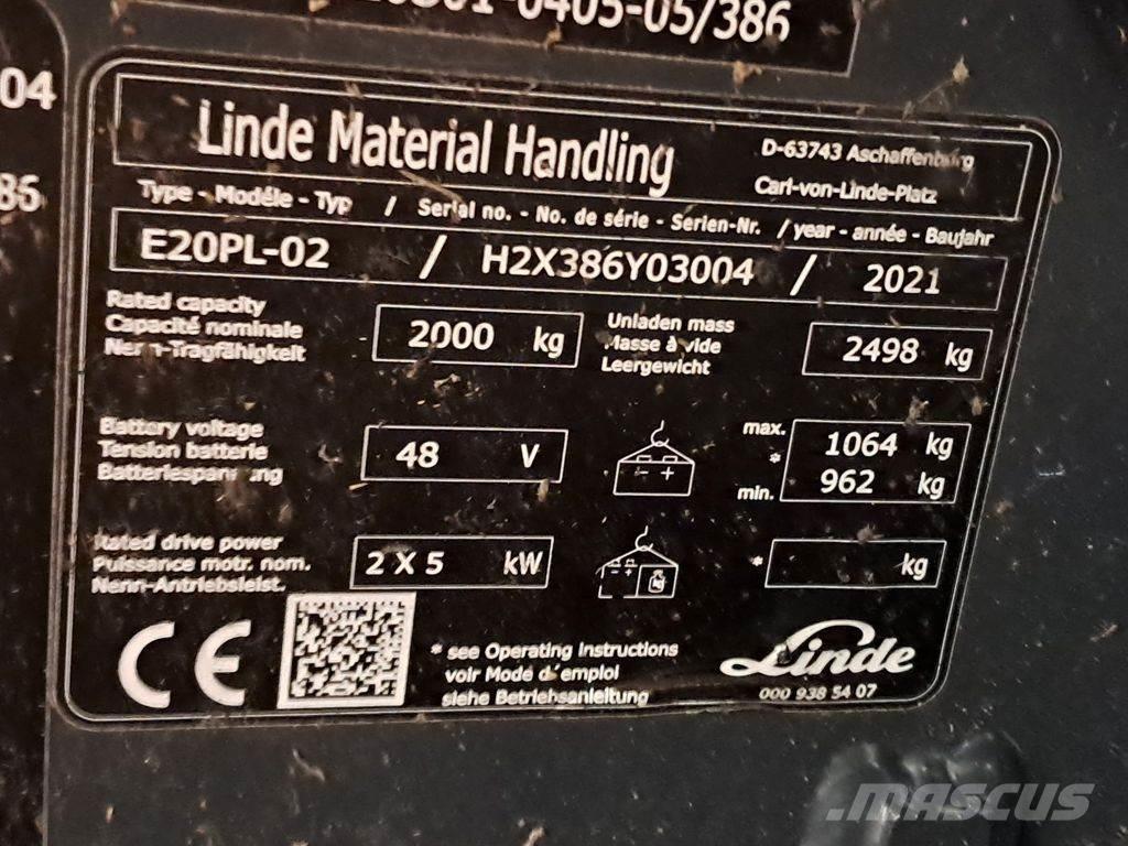 Linde E20PL-02 Elektritõstukid