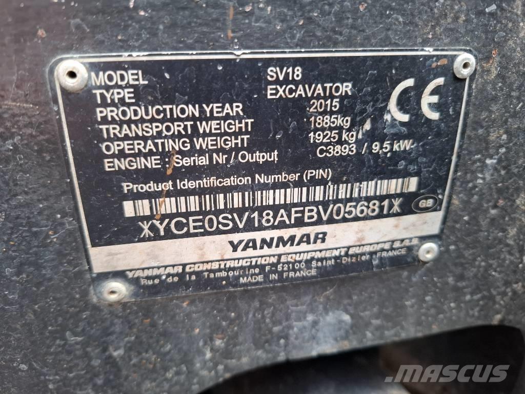 Yanmar SV 18 Miniekskavaatorid < 7 t