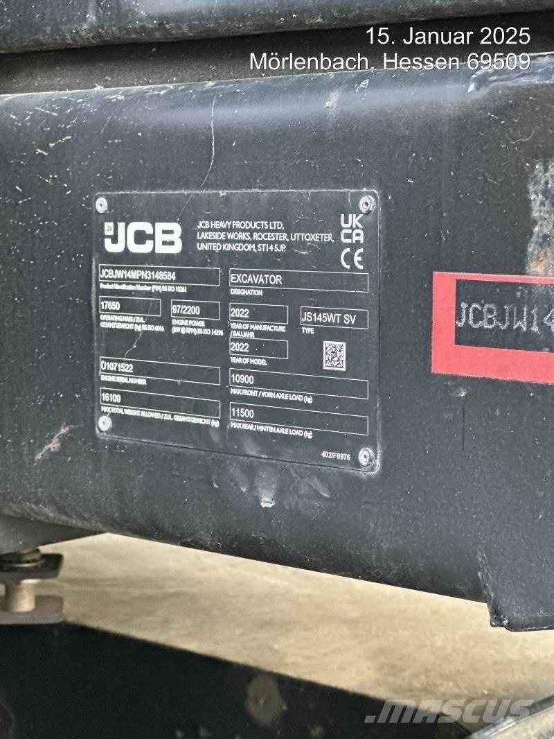 JCB JS145W PLUS Ratasekskavaatorid