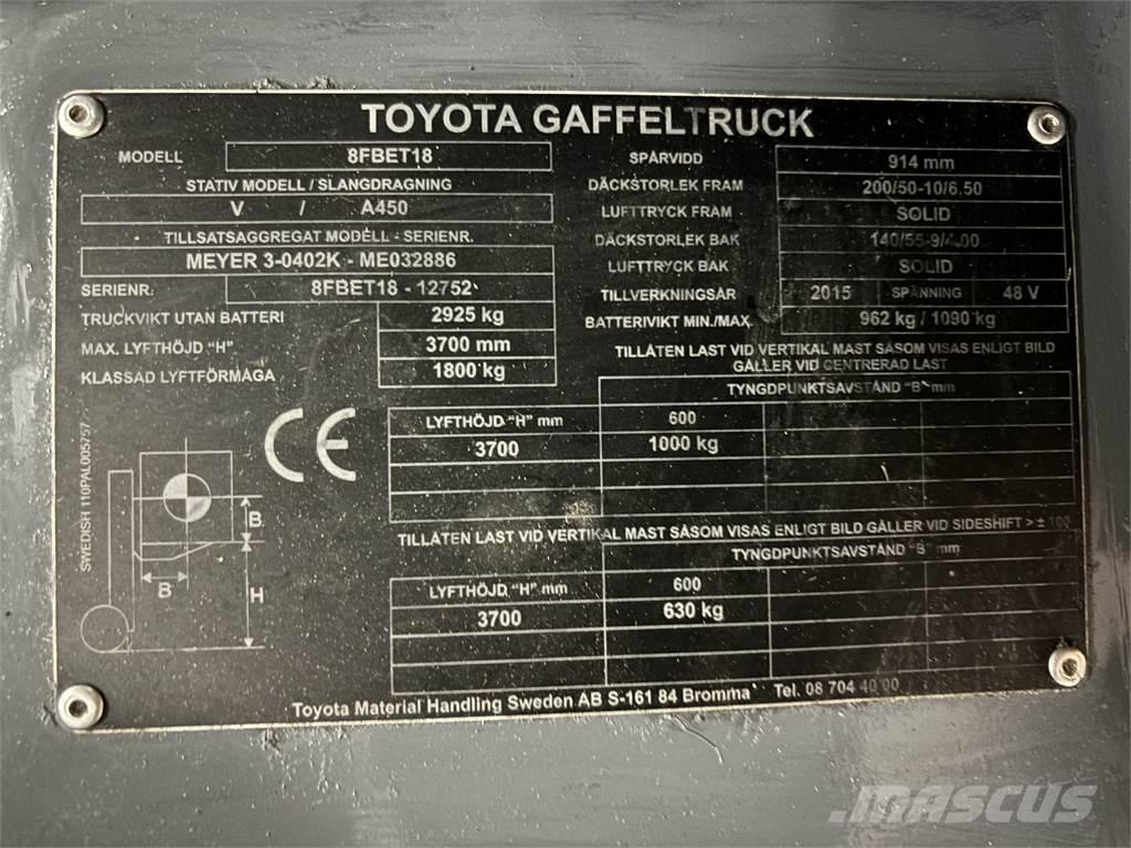 Toyota 8FBET18 Elektritõstukid