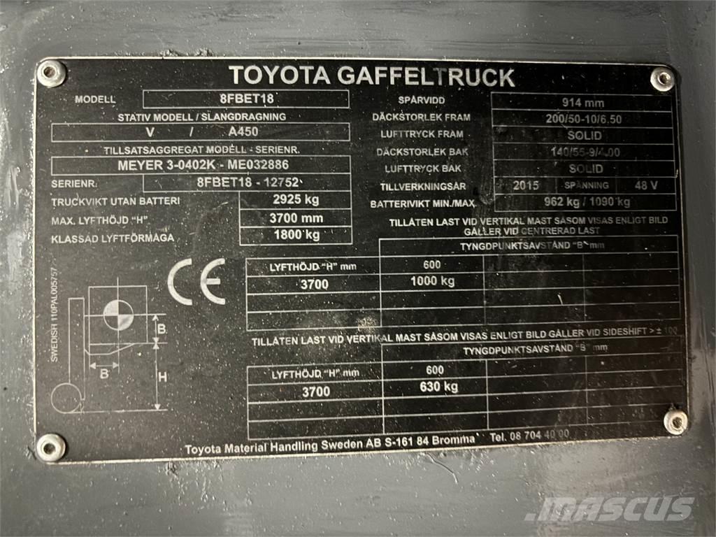 Toyota 8FBET18 Elektritõstukid