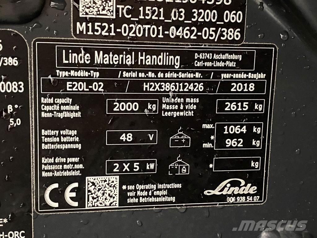 Linde E20L-02 Elektritõstukid