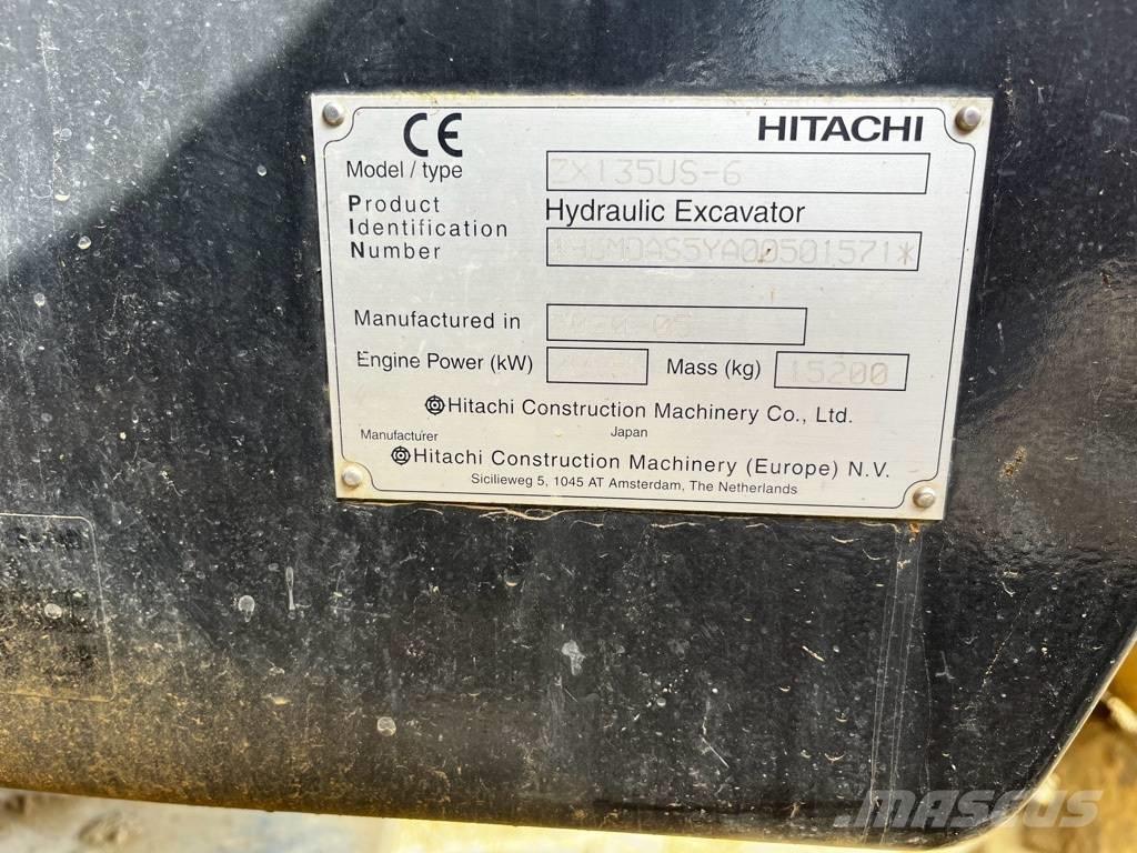 Hitachi ZX135US-6-2P Roomikekskavaatorid