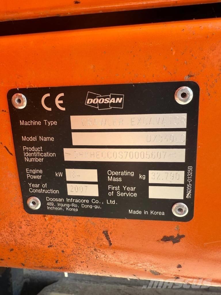 Doosan DX 340 LC Roomikekskavaatorid