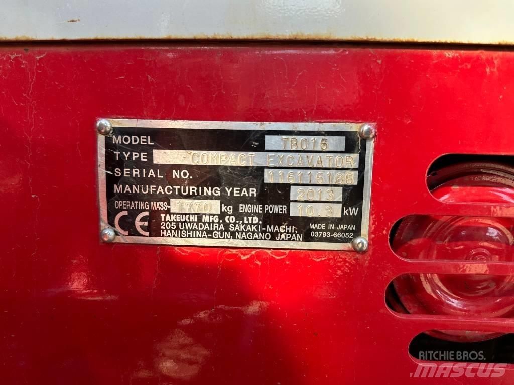 Takeuchi TB 016 Miniekskavaatorid < 7 t