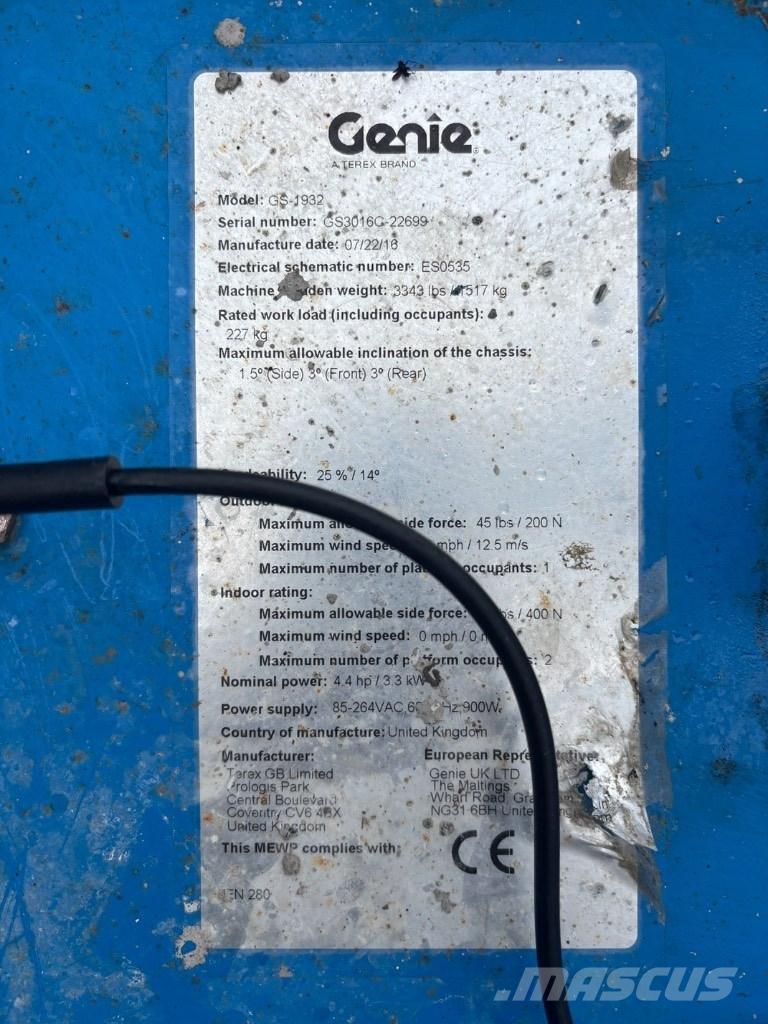 Genie GS 1932 Käärtõstukid