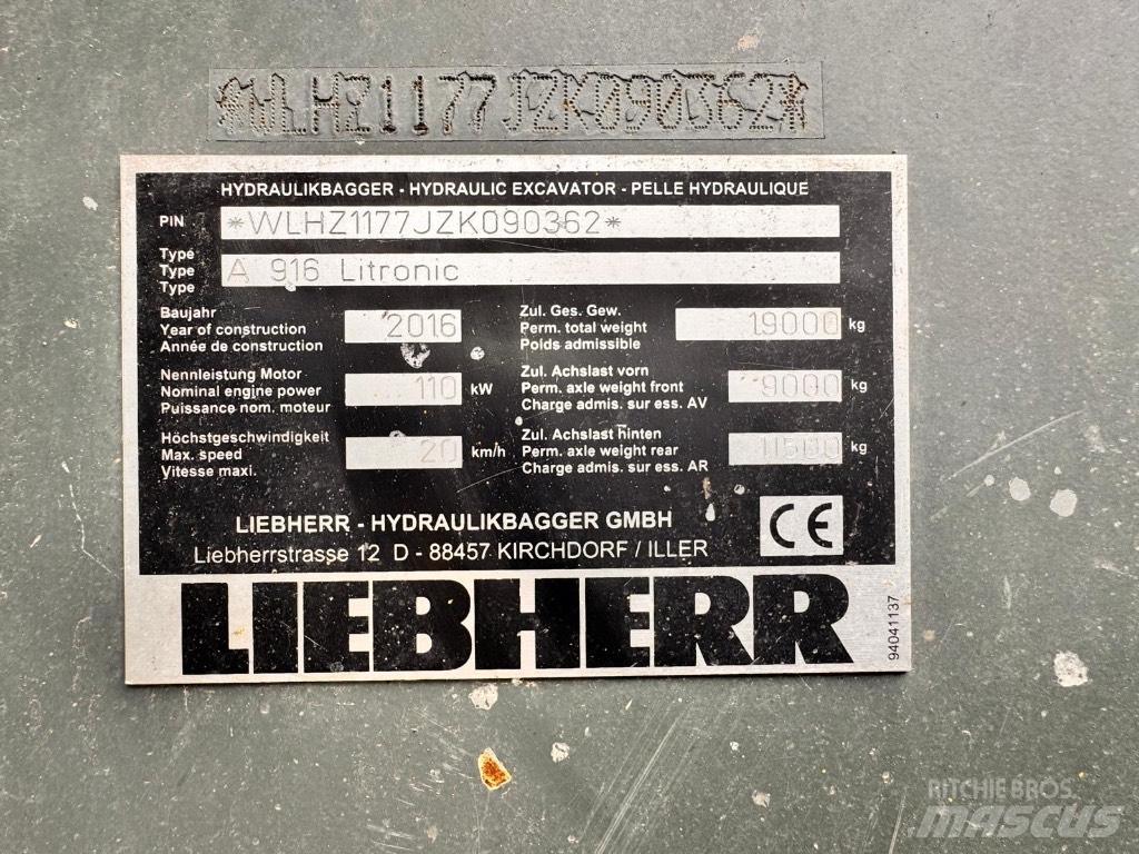 Liebherr A 916 Ratasekskavaatorid