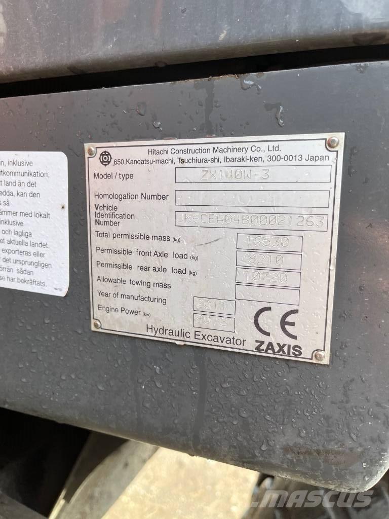 Hitachi ZX140W-3 Ratasekskavaatorid
