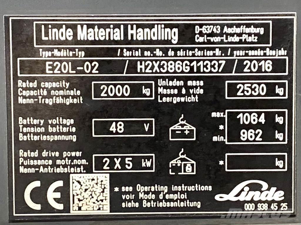 Linde E20L Elektritõstukid