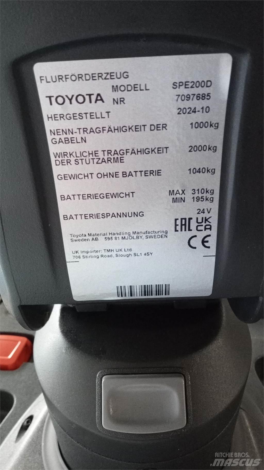 Toyota BT SPE200D Järelkäidavad virnastajad