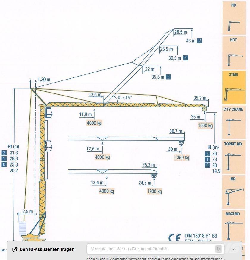 Potain GTMR 331 B Tornkraanad