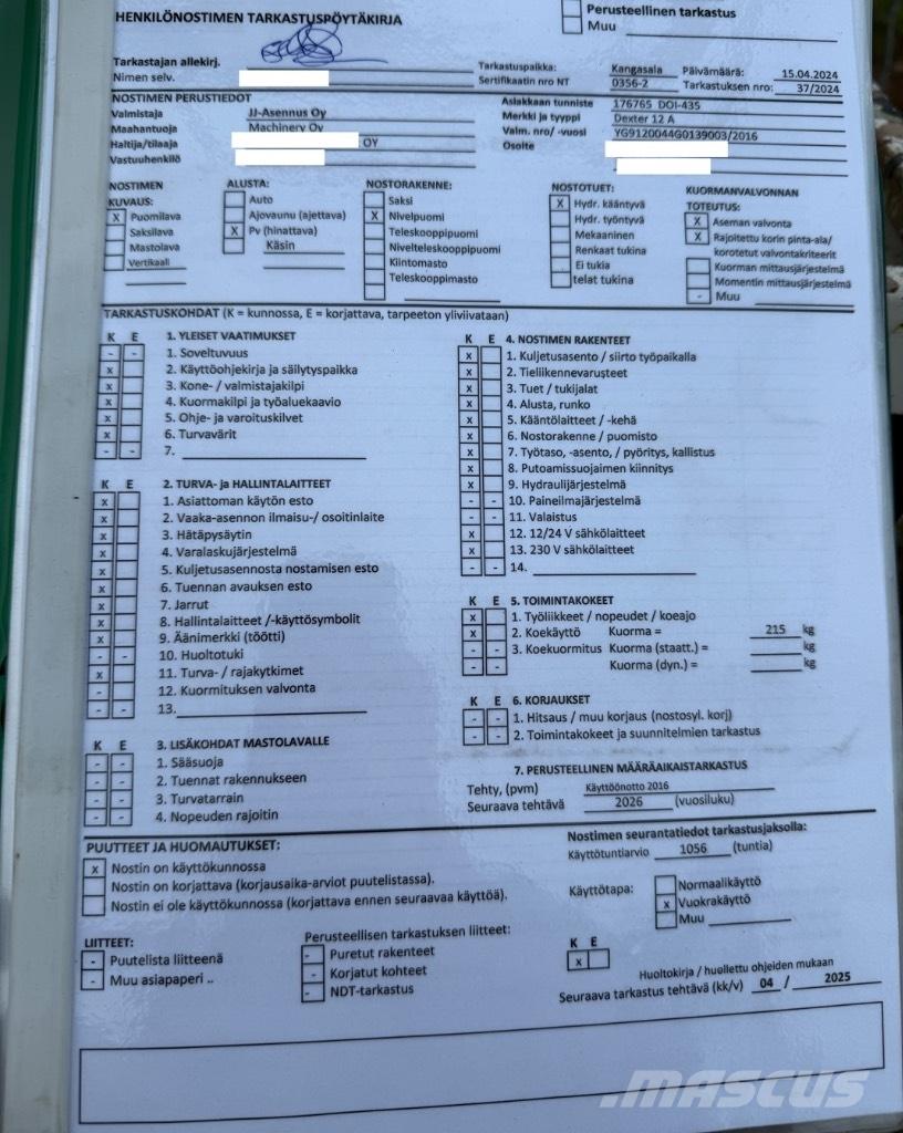 Dexter 12 A Järelveetavad korvtõstukid