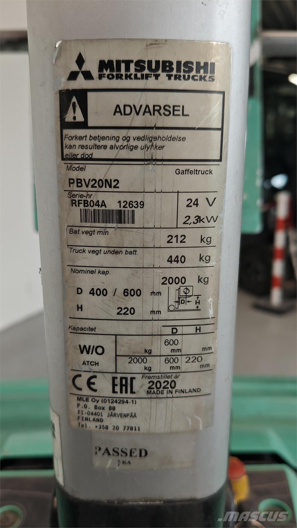 Mitsubishi PBV20N2 Platvormveok