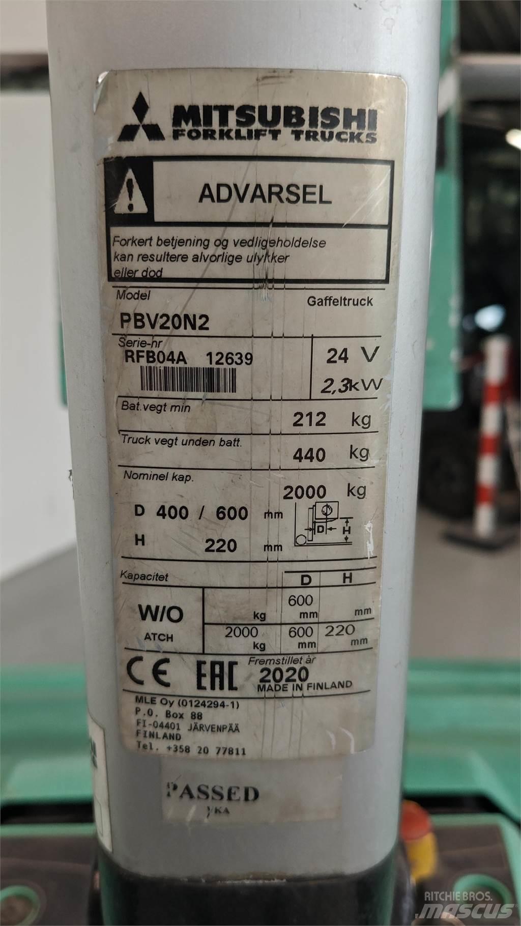 Mitsubishi PBV20N2 Kahveltõstukid - muud