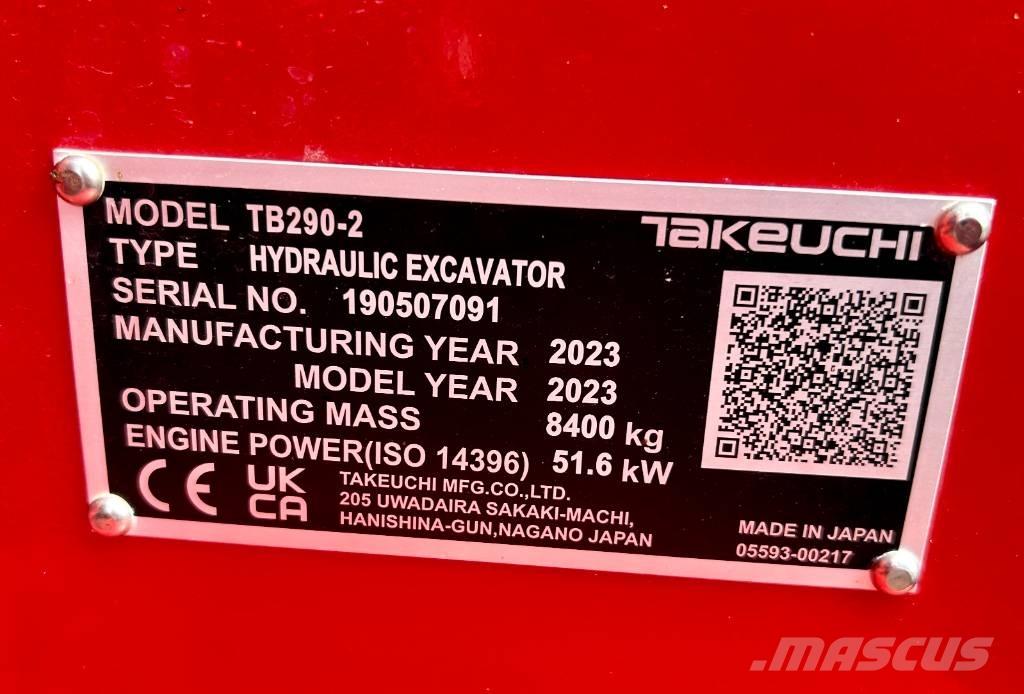 Takeuchi TB 290-2 CV Väikeekskavaatorid 7t-12t