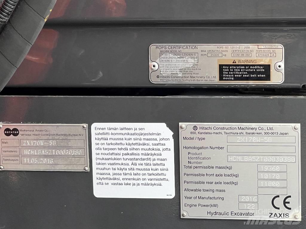 Hitachi ZX 170W-5B Ratasekskavaatorid
