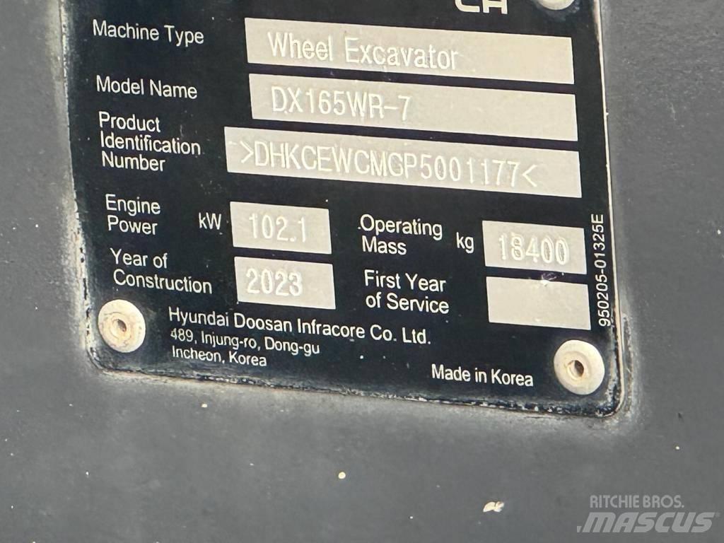 Doosan DX165WR-7 Ratasekskavaatorid