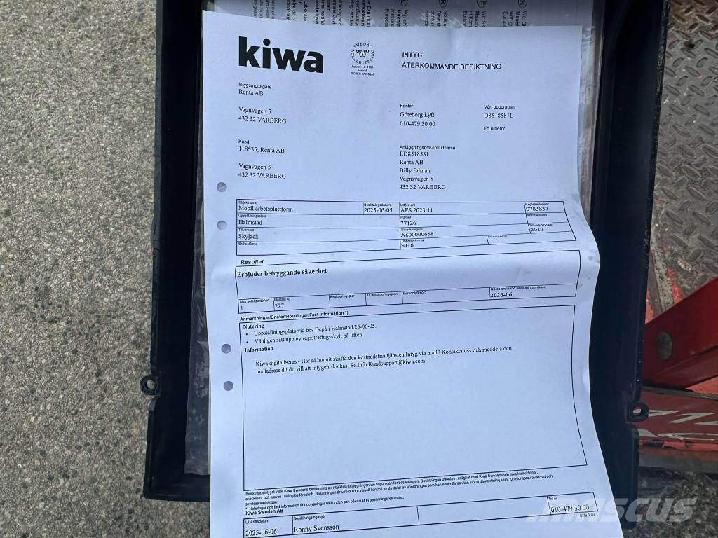 SkyJack SJ 16 Vertikaalsed mast tõstukid