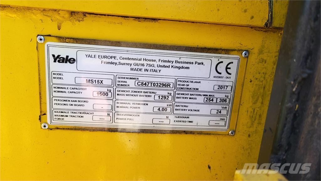 Yale MS15X 2017 Platvormiga virnastajad