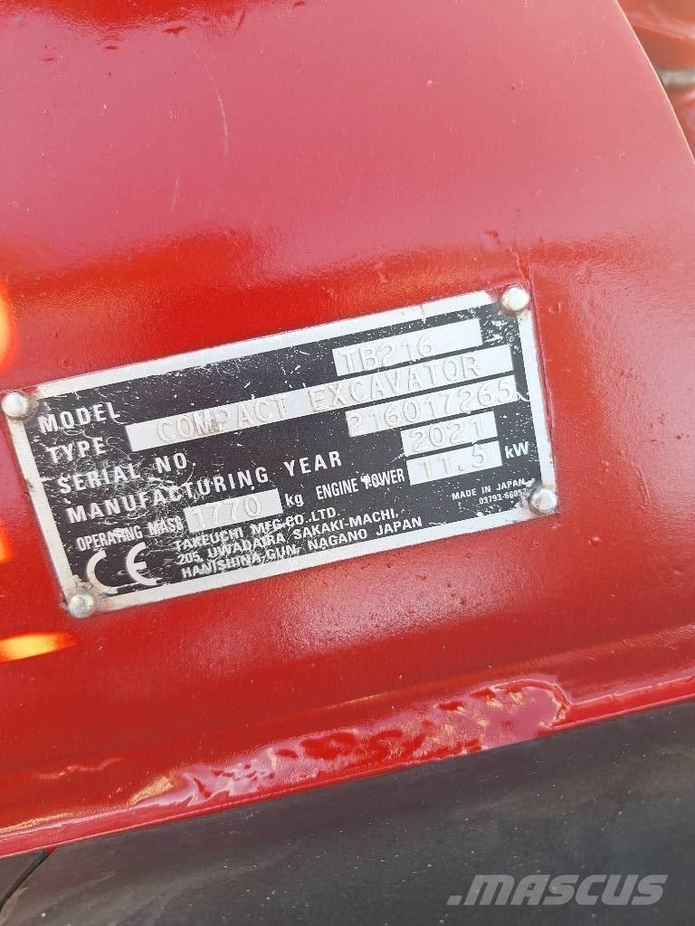 Takeuchi TB 216 Miniekskavaatorid < 7 t