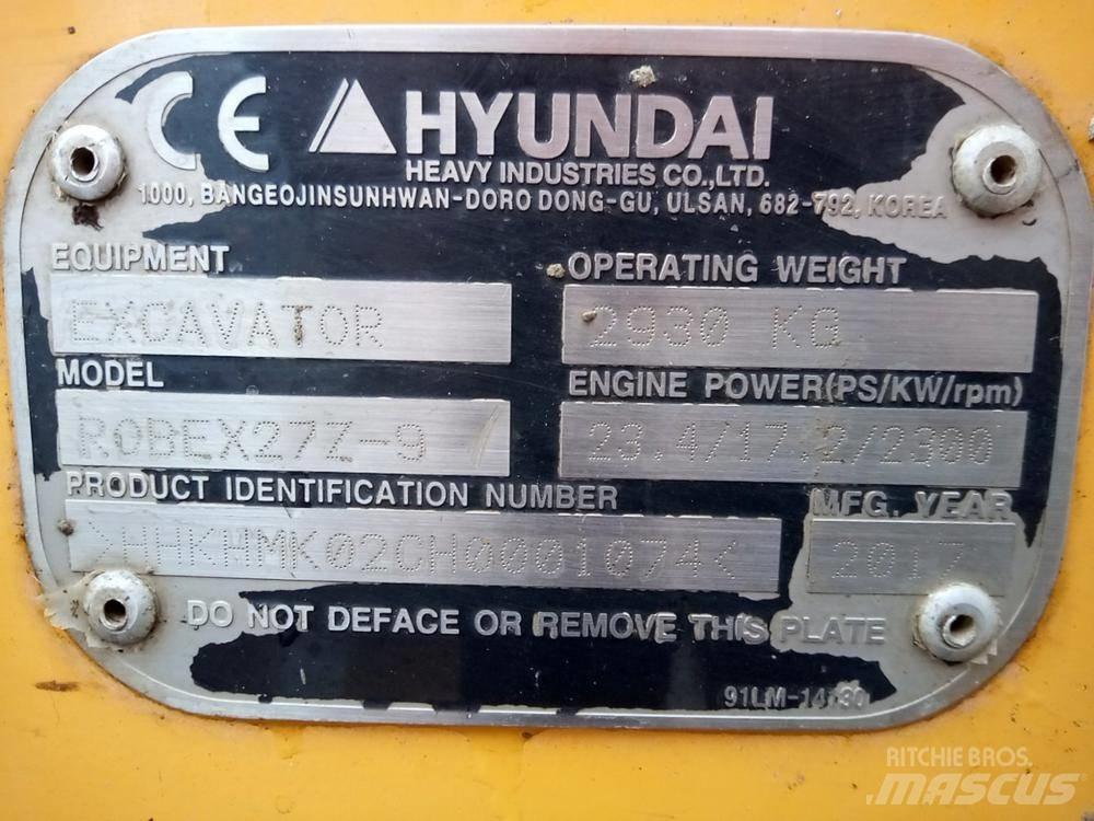 Hyundai Robex 27Z-9 Miniekskavaatorid < 7 t