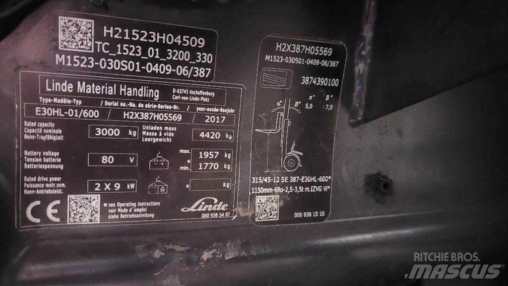 Linde E 30HL-01/600 Elektritõstukid