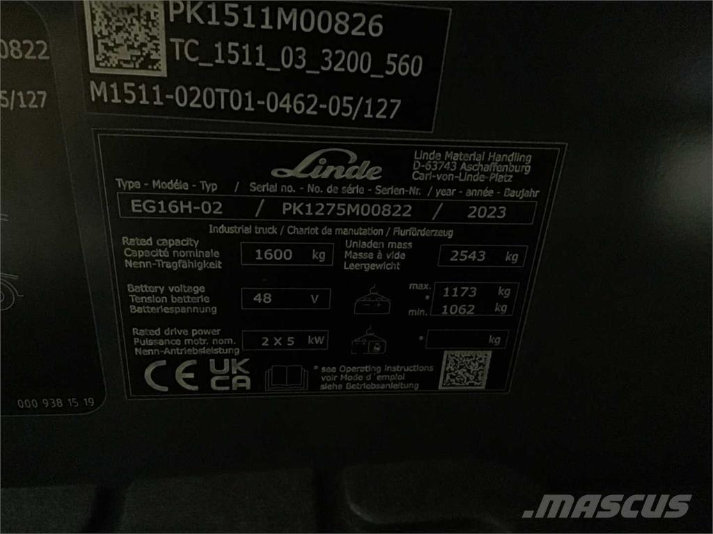 Linde EG16H Elektritõstukid