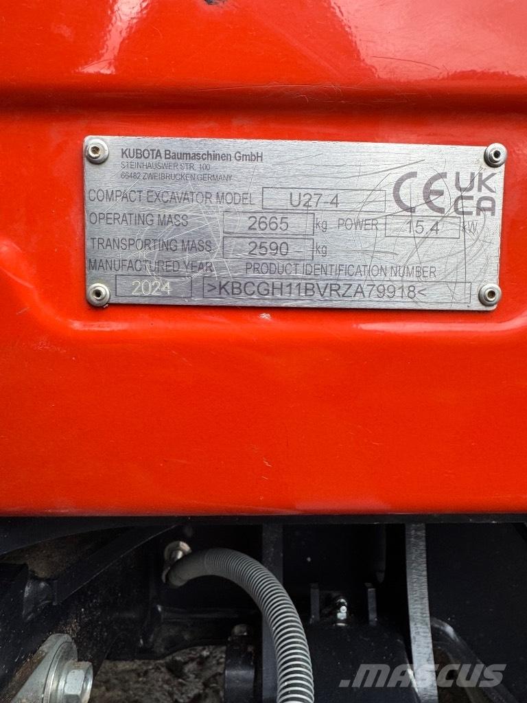 Kubota U 27-4 Miniekskavaatorid < 7 t