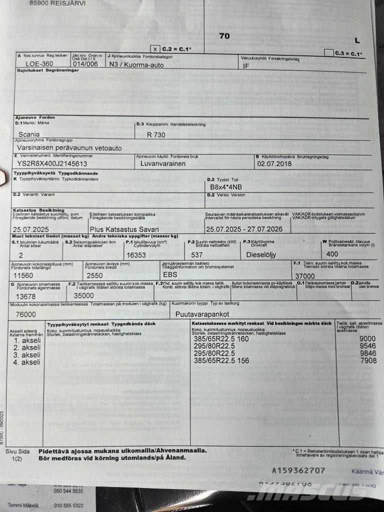 Scania R730 Metsaveokid