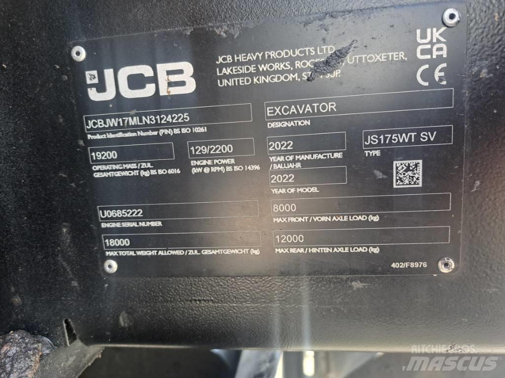 JCB JS175W TAB Ratasekskavaatorid
