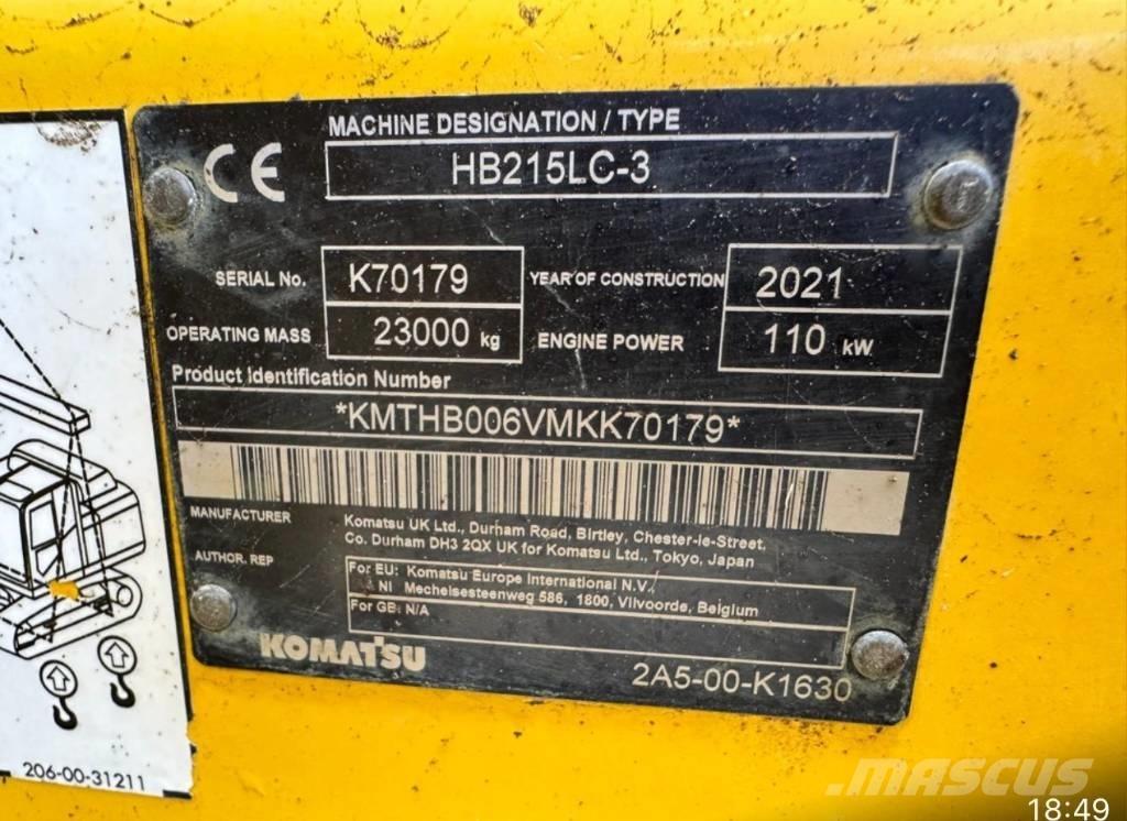 Komatsu HB 215LC-3 Roomikekskavaatorid
