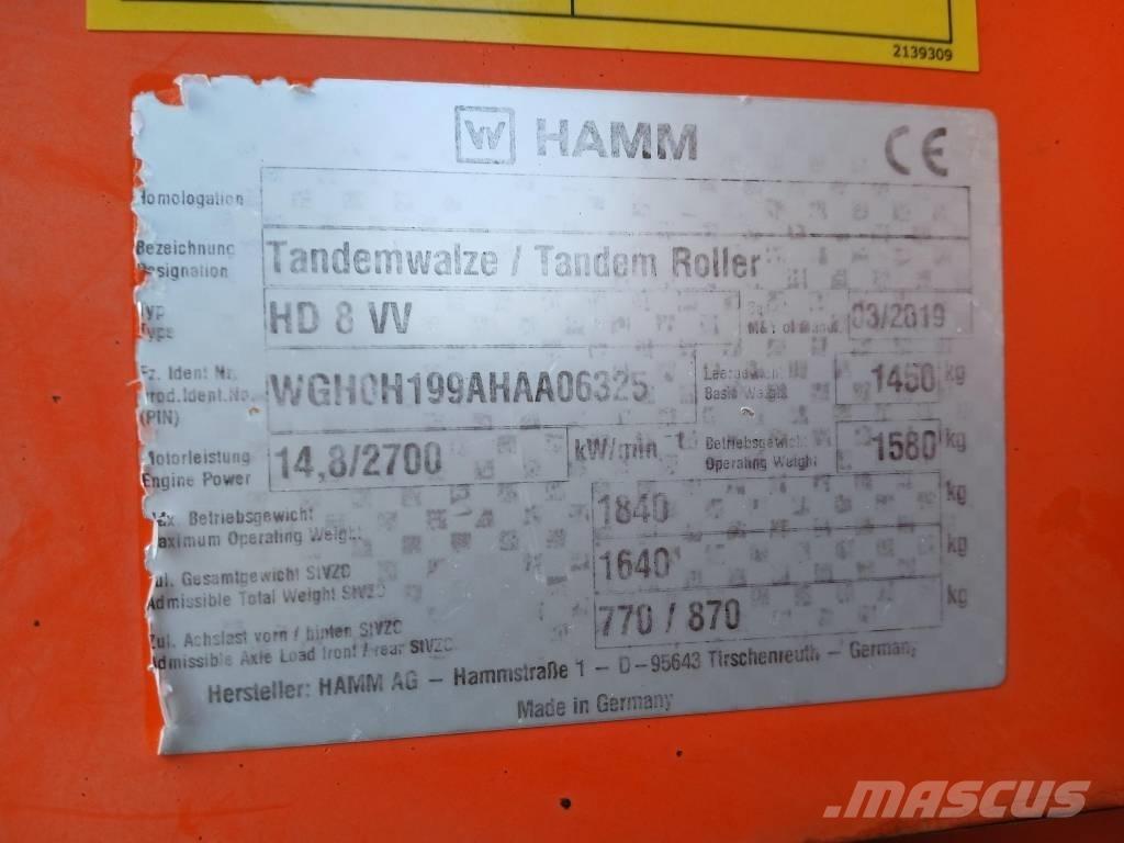 Hamm HD8 VV, Vält Tandemrullid