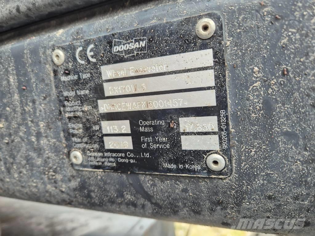 Doosan DX 170 W Ratasekskavaatorid